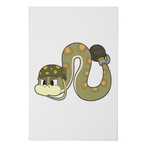 Snake as Soldier with Weapon Faux Canvas Print