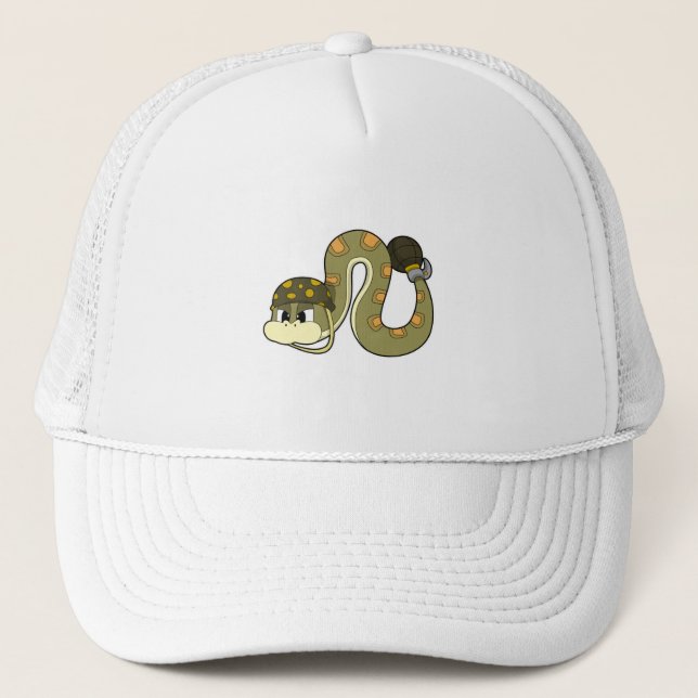 Snake as Soldier with Weapon Trucker Hat (Front)