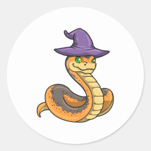 Snake as Witch with Hat Classic Round Sticker