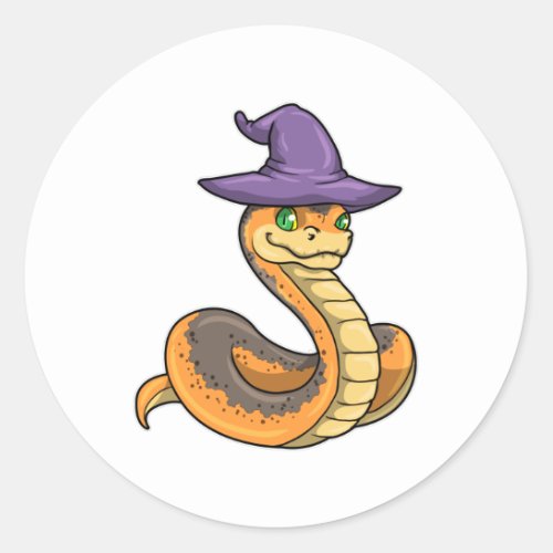 Snake as Witch with Hat Classic Round Sticker
