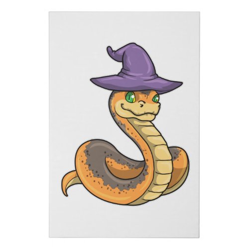 Snake as Witch with Hat Faux Canvas Print