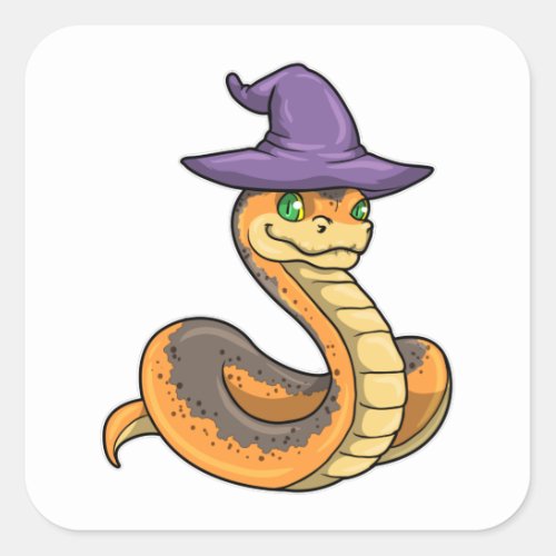 Snake as Witch with Hat Square Sticker