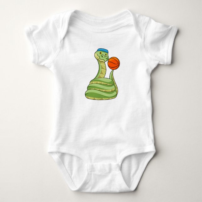 Snake at Basketball Sports Baby Bodysuit (Front)
