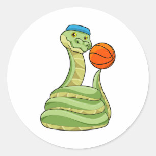 Snake at Basketball Sports Classic Round Sticker