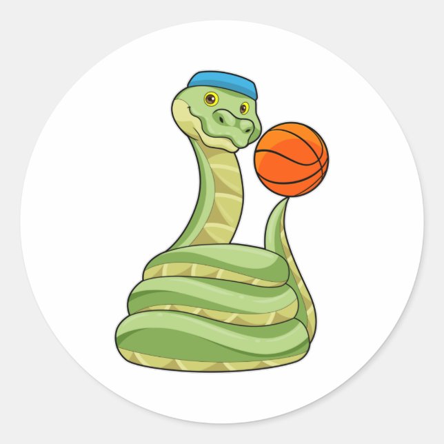 Snake at Basketball Sports Classic Round Sticker (Front)