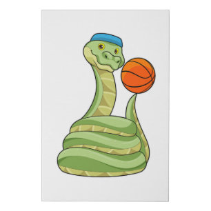 Snake at Basketball Sports Faux Canvas Print