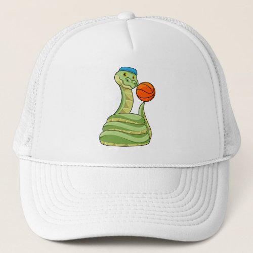 Snake at Basketball Sports Trucker Hat