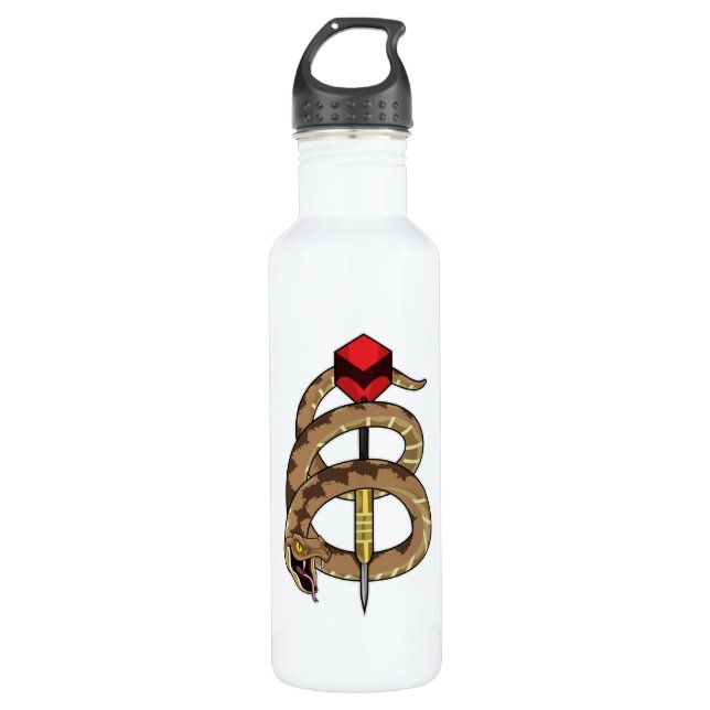 Snake at Darts with Dart Stainless Steel Water Bottle (Front)