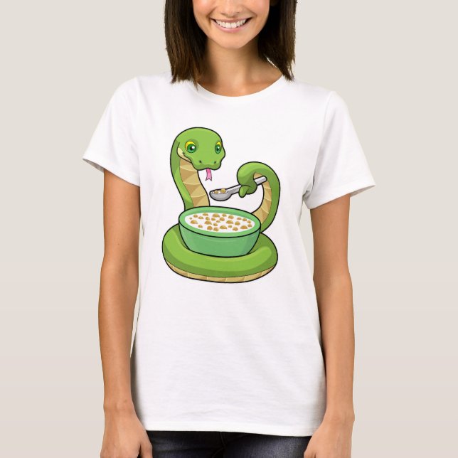 Snake at Eating with Muesli T-Shirt (Front)