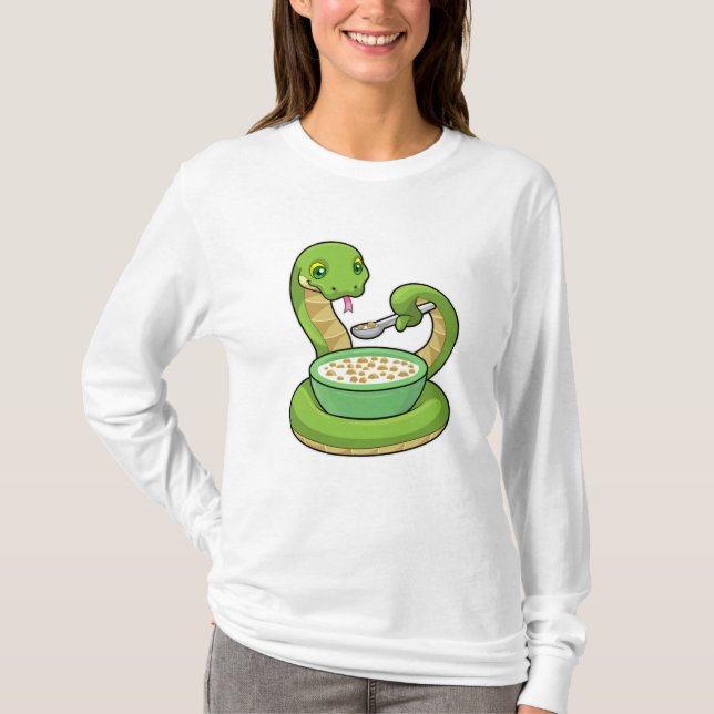 Snake at Eating with Muesli T-Shirt (Front)