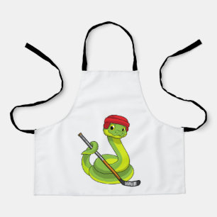Snake at Ice hockey with Ice hockey stick Apron