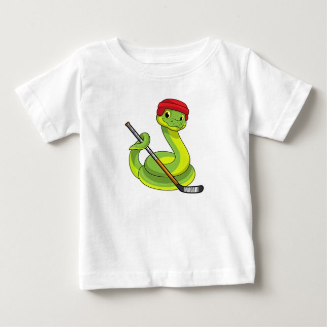 Snake at Ice hockey with Ice hockey stick Baby T-Shirt (Front)