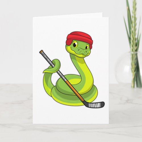 Snake at Ice hockey with Ice hockey stick Card
