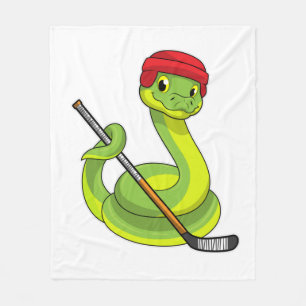 Snake at Ice hockey with Ice hockey stick Fleece Blanket