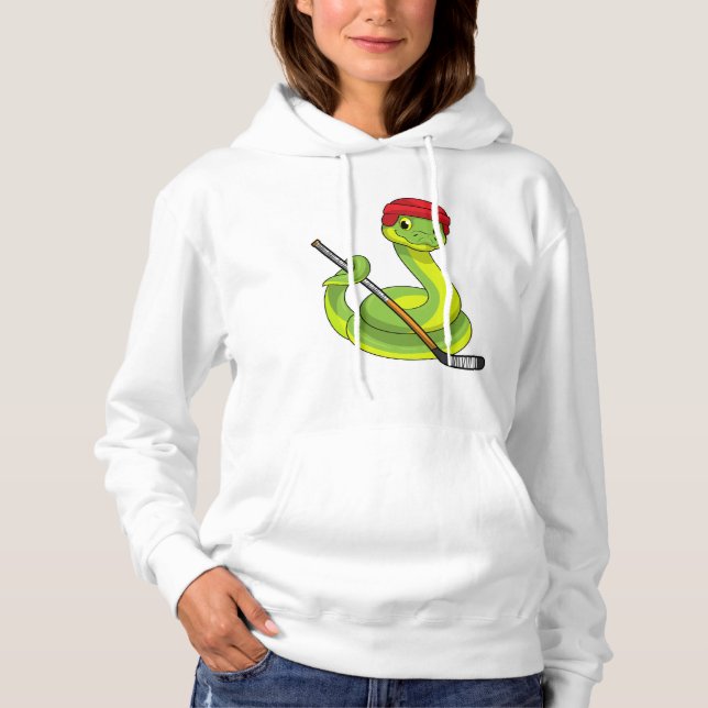Snake at Ice hockey with Ice hockey stick Hoodie (Front)