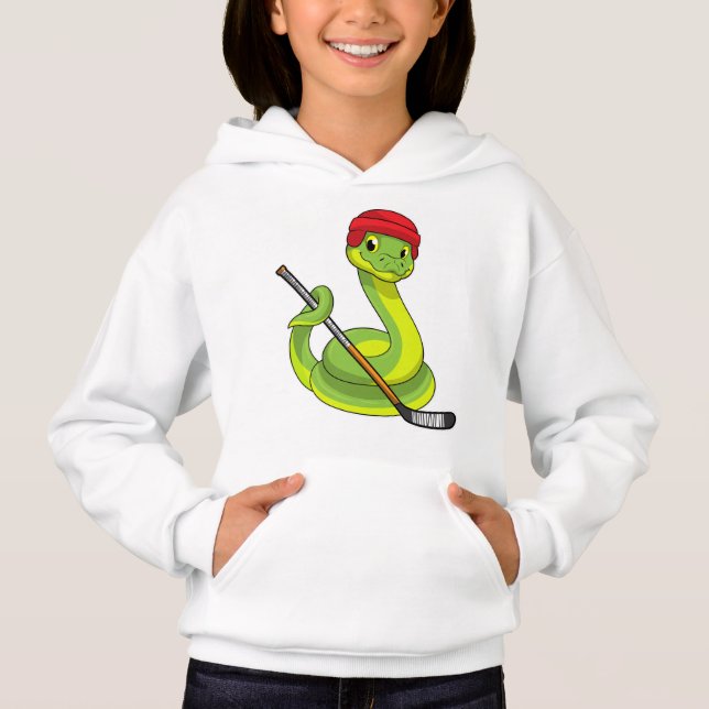Snake at Ice hockey with Ice hockey stick Hoodie (Front)