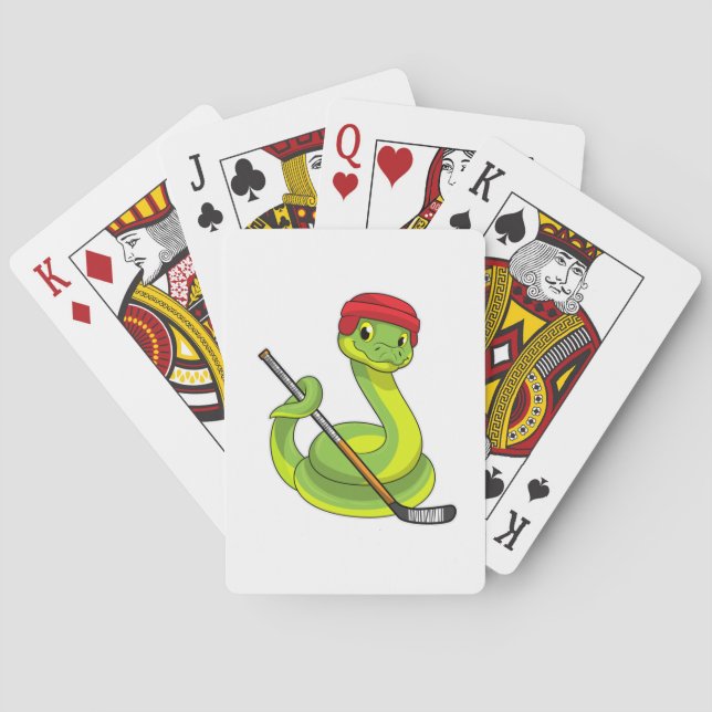 Snake at Ice hockey with Ice hockey stick Poker Cards (Back)