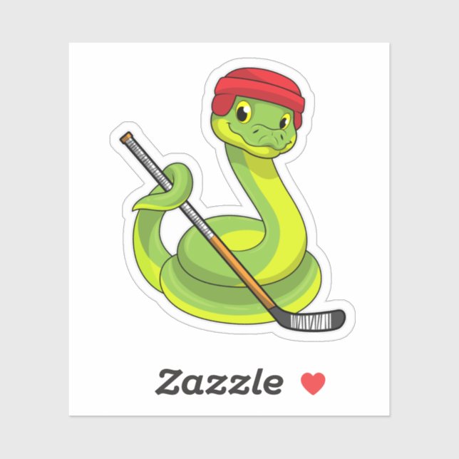 Snake at Ice hockey with Ice hockey stick Sticker (Sheet)