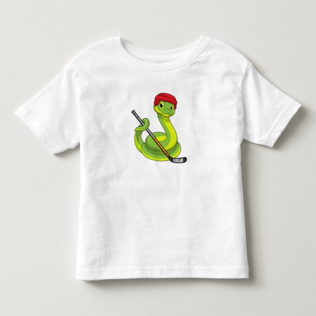 Snake at Ice hockey with Ice hockey stick Toddler T-shirt (Front)