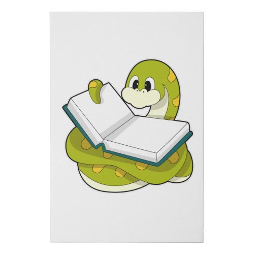 Snake at Reading with Book Faux Canvas Print