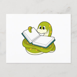 Snake at Reading with Book Postcard