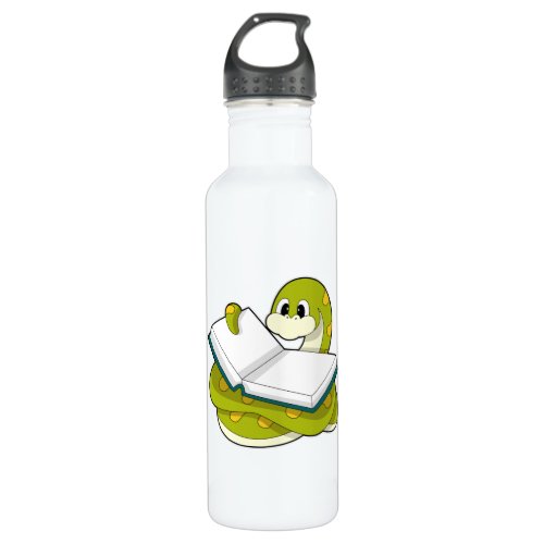 Snake at Reading with Book Stainless Steel Water Bottle