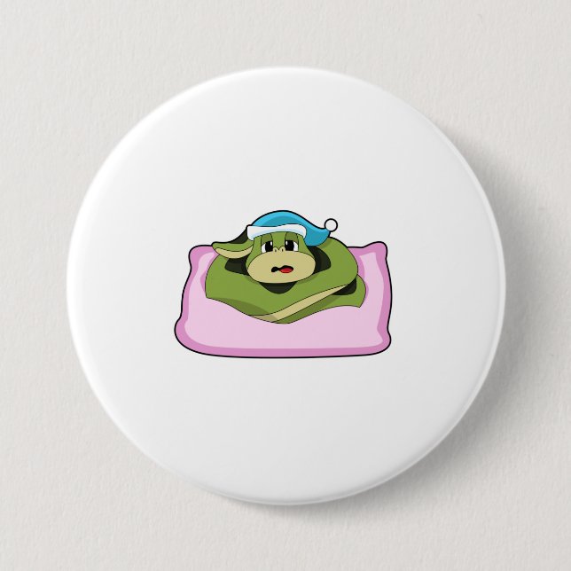 Snake at Sleeping with Nightcap Button (Front)