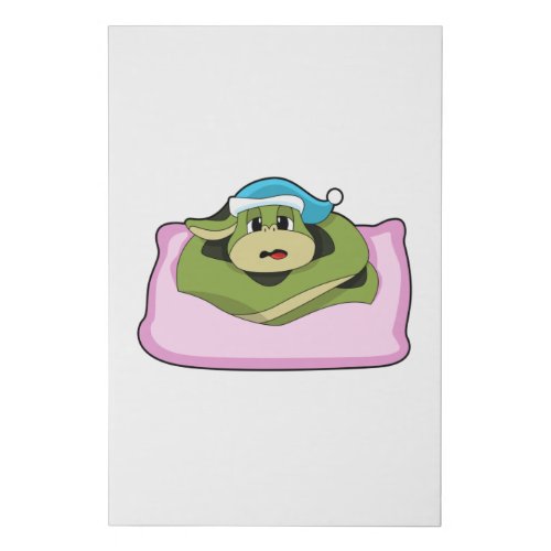 Snake at Sleeping with Nightcap Faux Canvas Print