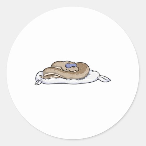Snake at Sleeping with Sleeping mask Classic Round Sticker