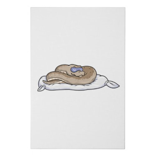 Snake at Sleeping with Sleeping mask Faux Canvas Print