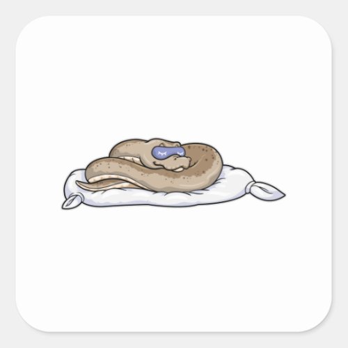 Snake at Sleeping with Sleeping mask Square Sticker