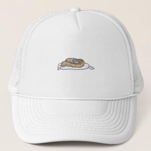 Snake at Sleeping with Sleeping mask Trucker Hat