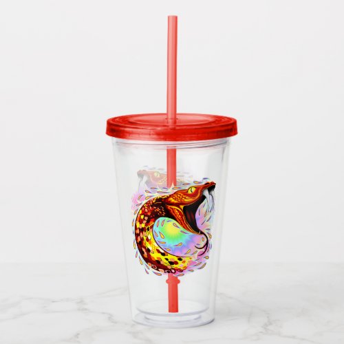 Snake Attack Psychedelic Surreal Art Acrylic Tumbler