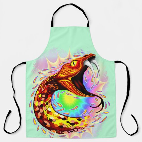 Snake Attack Psychedelic Surreal Art Apron