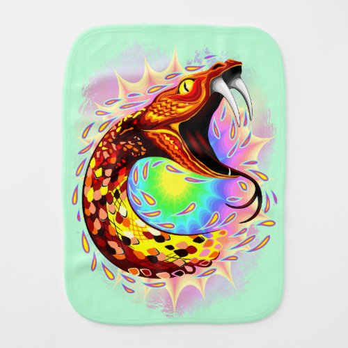 Snake Attack Psychedelic Surreal Art Baby Burp Cloth