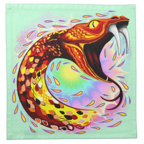 Snake Attack Psychedelic Surreal Art Cloth Napkin