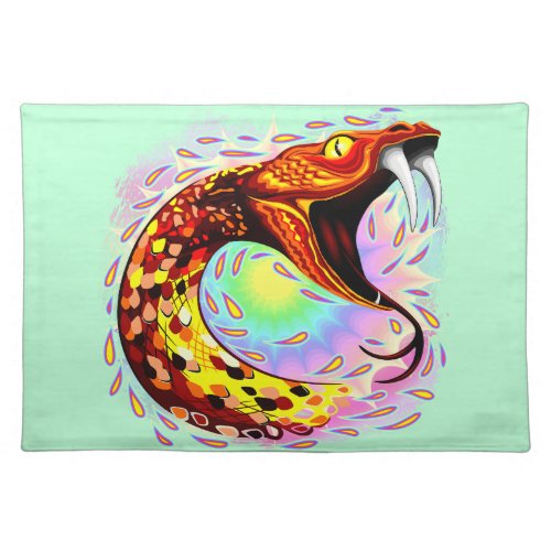 Snake Attack Psychedelic Surreal Art Cloth Placemat