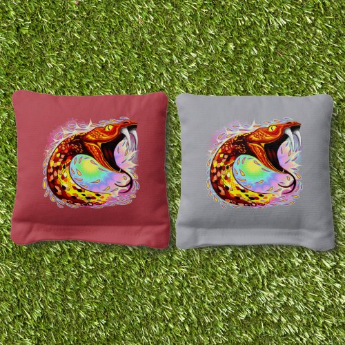 Snake Attack Psychedelic Surreal Art Cornhole Bags