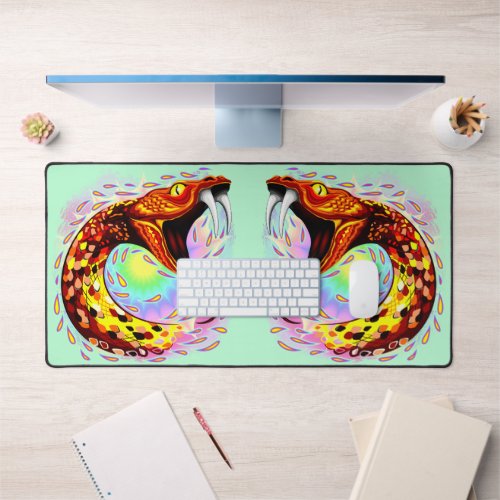 Snake Attack Psychedelic Surreal Art Desk Mat