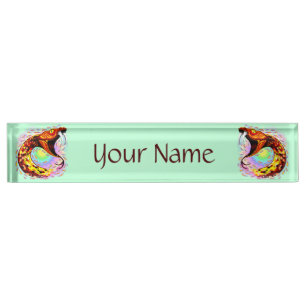 Snake Attack Psychedelic Surreal Art Desk Name Plate
