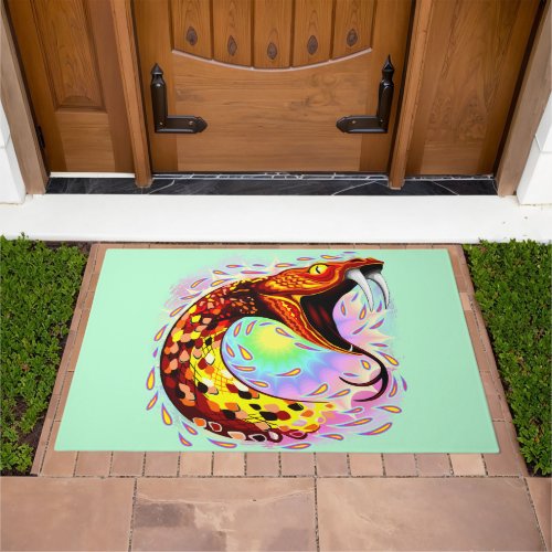 Snake Attack Psychedelic Surreal Art Doormat