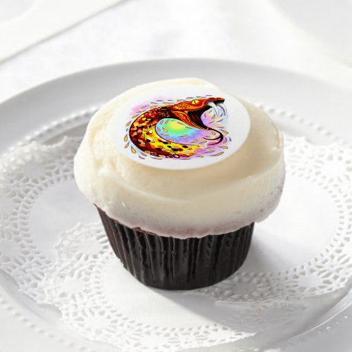 Snake Attack Psychedelic Surreal Art Edible Frosting Rounds