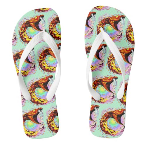 Snake Attack Psychedelic Surreal Art Flip Flops