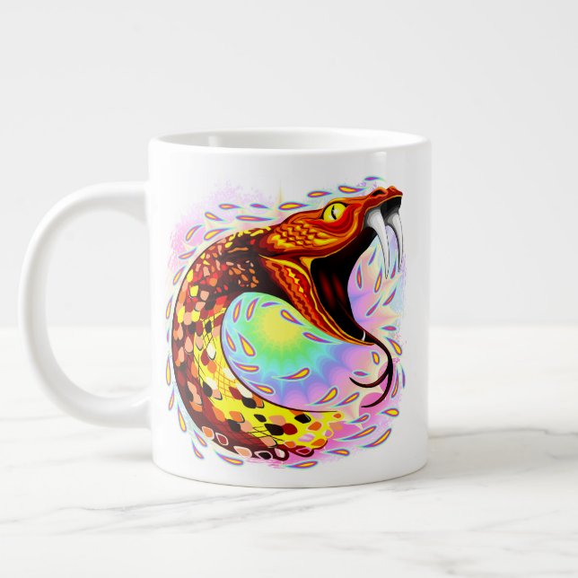 Snake Attack Psychedelic Surreal Art Giant Coffee Mug (Left)