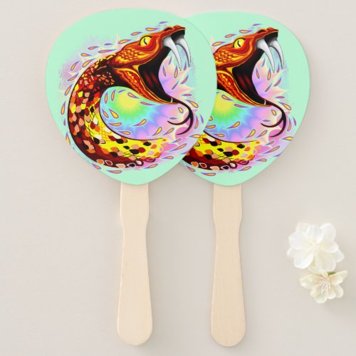 Snake Attack Psychedelic Surreal Art Hand Fan