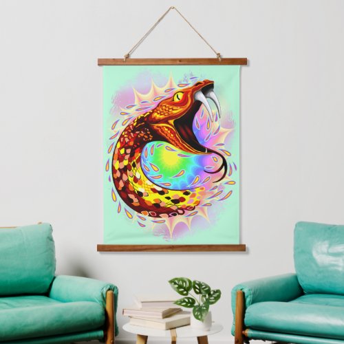Snake Attack Psychedelic Surreal Art Hanging Tapestry