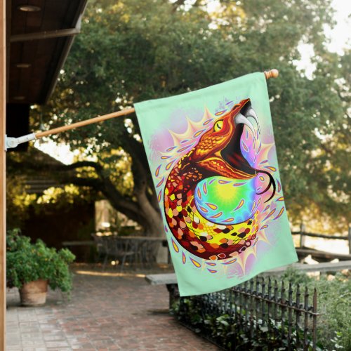 Snake Attack Psychedelic Surreal Art House Flag