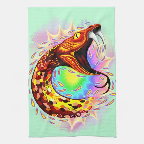 Snake Attack Psychedelic Surreal Art Kitchen Towel