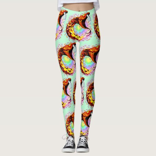 Snake Attack Psychedelic Surreal Art Leggings