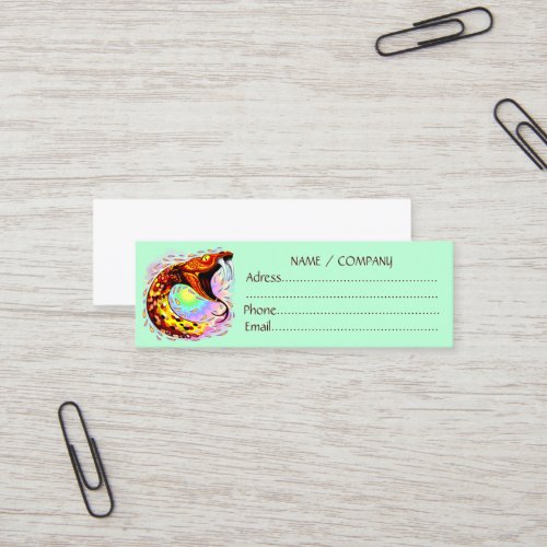 Snake Attack Psychedelic Surreal Art Mini Business Card